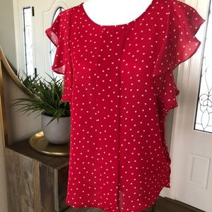 ELLE Chiffon Polka-Dot Blouse